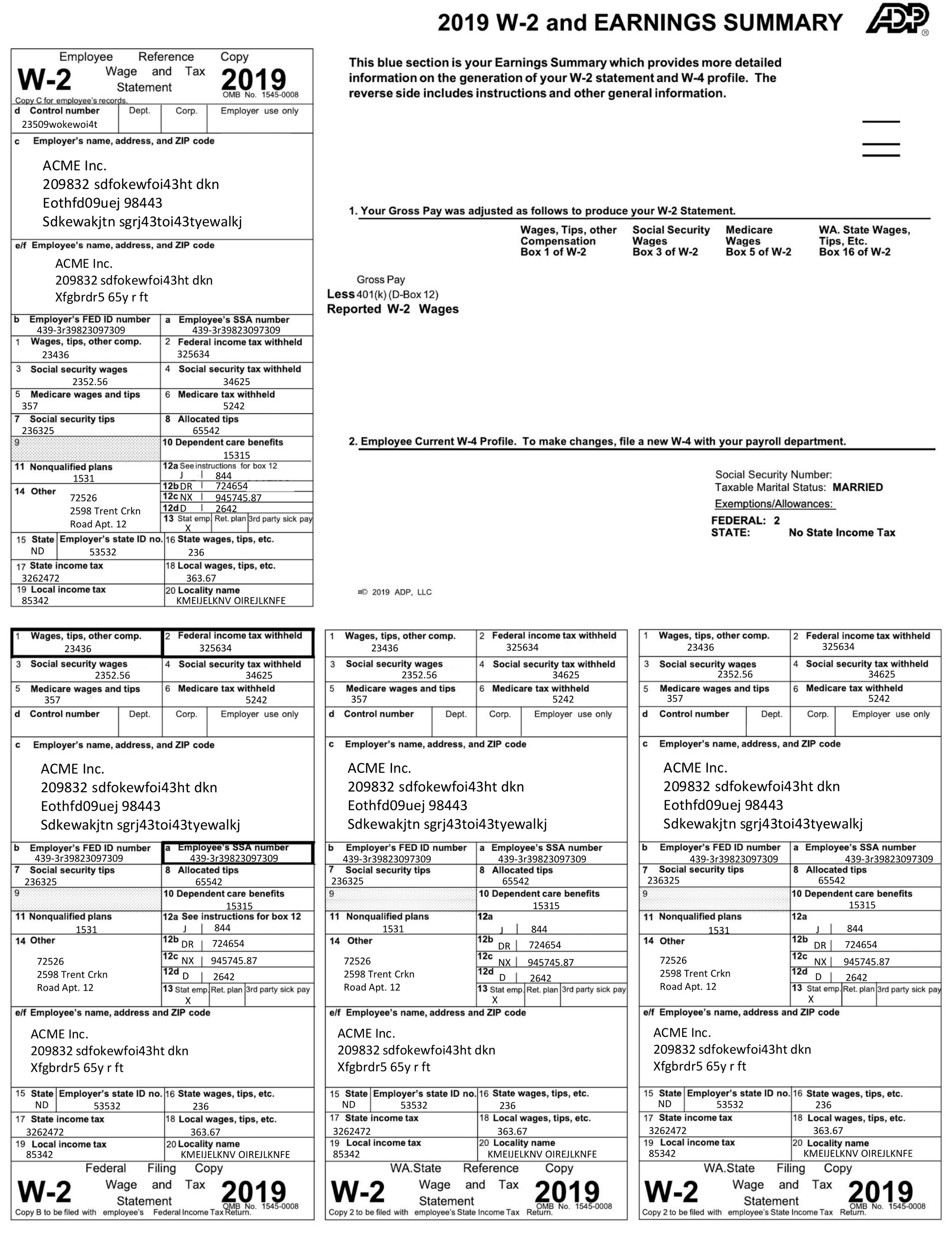 W-2 Tax Form